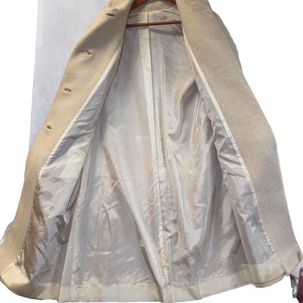 Vintage ILGWU 1960-70 Winter White Tweed Swing Coat Ladies 21" Bust 40" Length - Picture 8 of 16